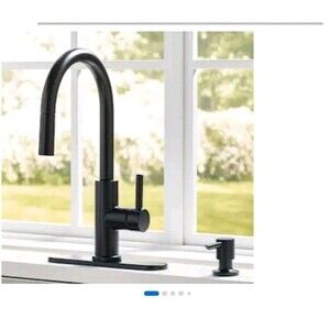 Allen Roth Matte Black 1-handle Pull-down Handle Kitchen Faucet 2495199